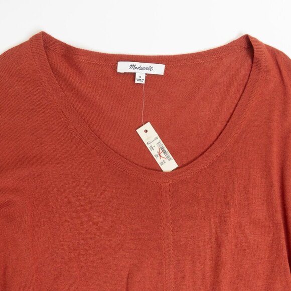 Madewell Tie-Front Sweater Soft Lightweight Rusty Torch - Picture 4 of 13